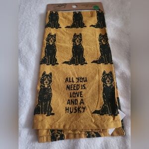 Yellow Husky Print Fabric Kitchen Towel
